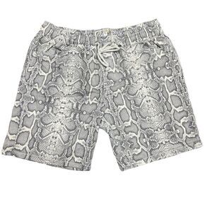 Fresh Prince of Bel Air Grey White Snake Print Twill Shorts